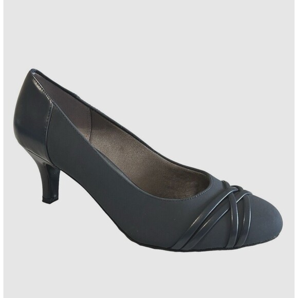 Life stride Soft System Pascal Gray Blue Suede Pump Heels Comfort Shoes 8.5W - Picture 1 of 12